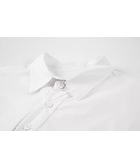 Asymmetric Hem Volume Sleeve Shirt